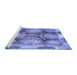 Sideview of Machine Washable Transitional Denim Blue Rug, wshpat667blu