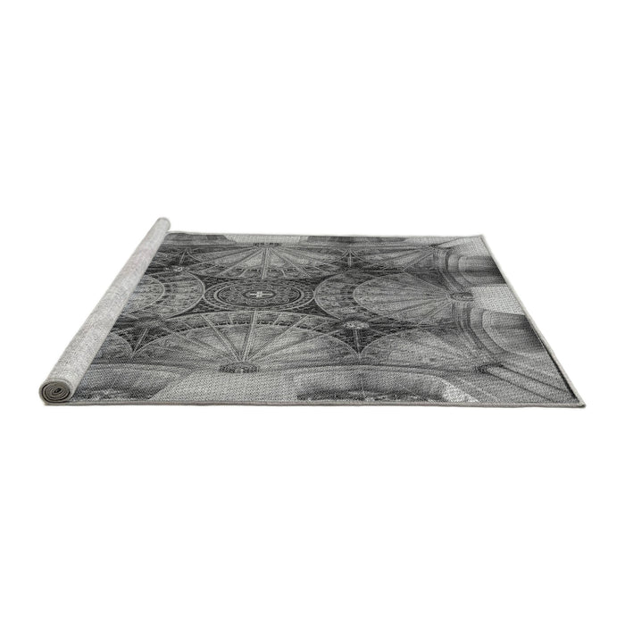 Sideview of Machine Washable Transitional Carbon Gray Rug, wshpat667gry