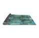 Thickness of Patterned Turquoise Green Rug, pat667lblu