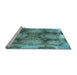 Sideview of Machine Washable Transitional Turquoise Green Rug, wshpat667lblu