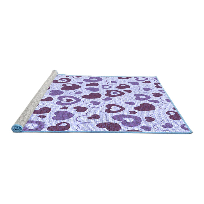 Sideview of Machine Washable Transitional Blue Rug, wshpat668blu