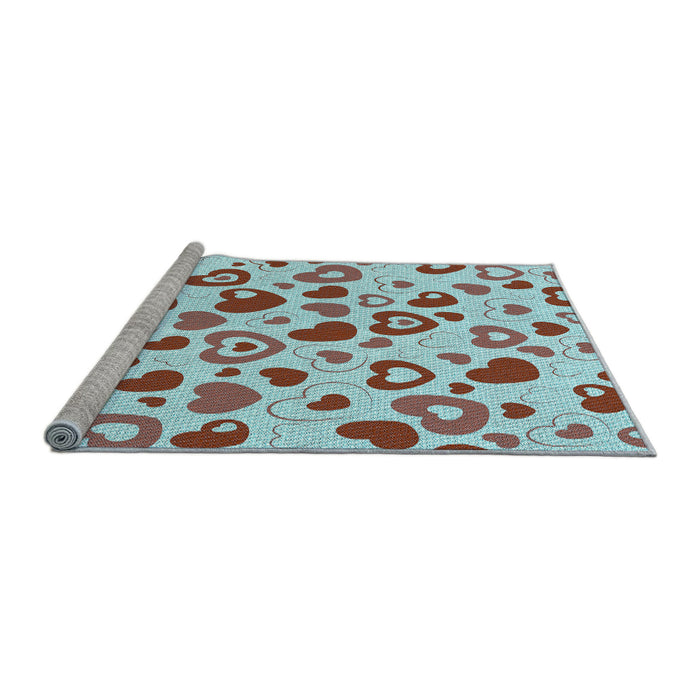 Sideview of Machine Washable Transitional Dark Almond Brown Rug, wshpat668lblu