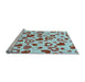 Sideview of Machine Washable Transitional Dark Almond Brown Rug, wshpat668lblu