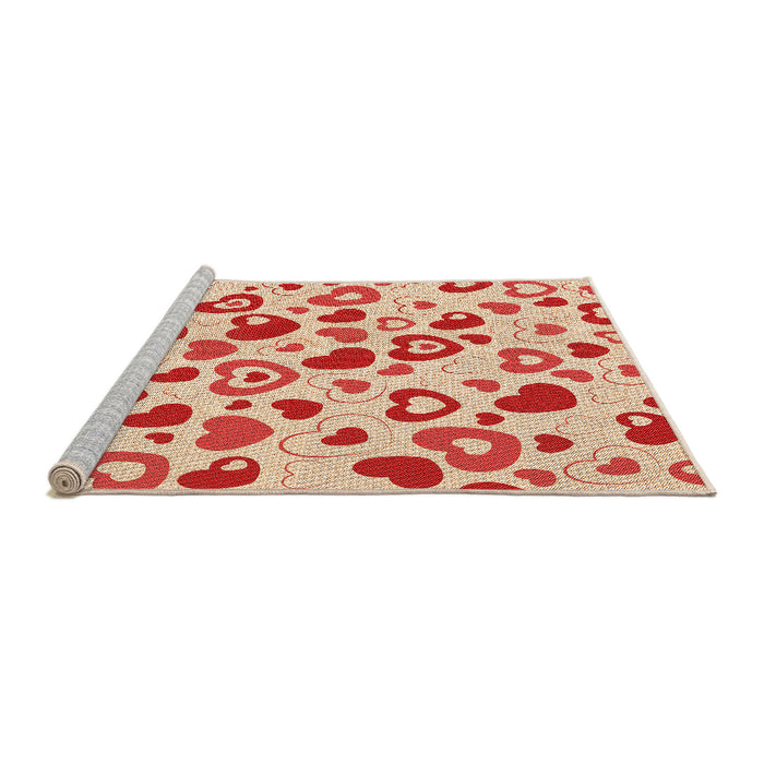 Sideview of Machine Washable Transitional Deep Peach Orange Rug, wshpat668org