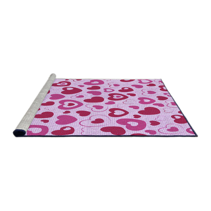 Sideview of Machine Washable Transitional Blossom Pink Rug, wshpat668pur