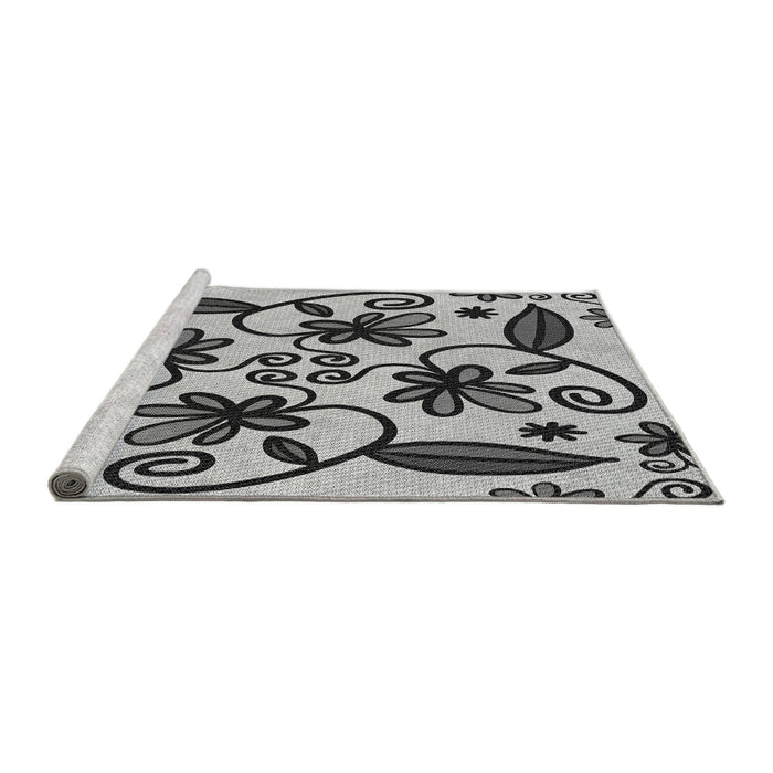 Sideview of Machine Washable Transitional Platinum Silver Gray Rug, wshpat67gry