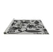 Sideview of Machine Washable Transitional Platinum Silver Gray Rug, wshpat67gry