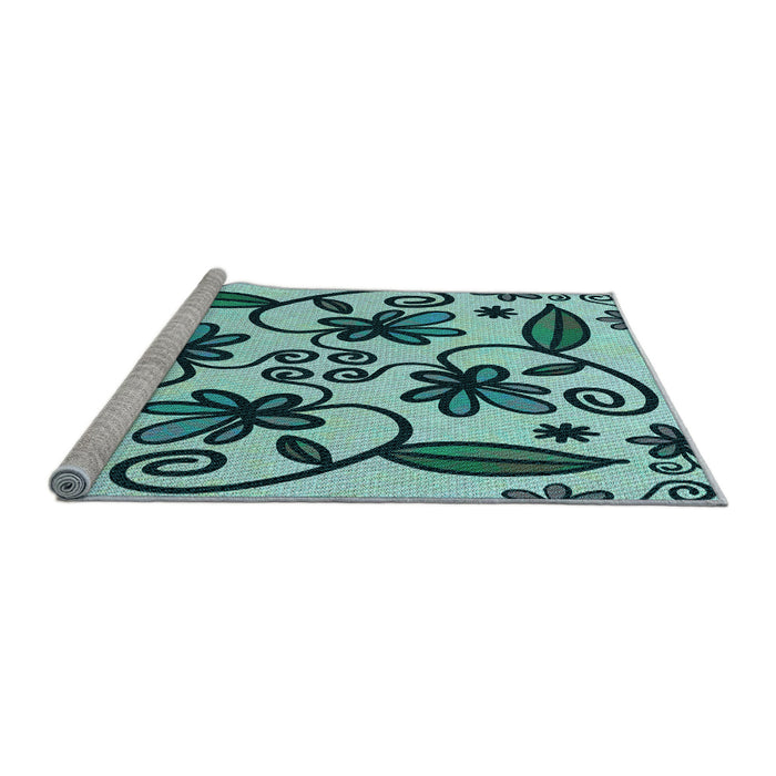 Machine Washable Transitional Medium Teal Green Rug in a Bedroom, wshpat67lblu