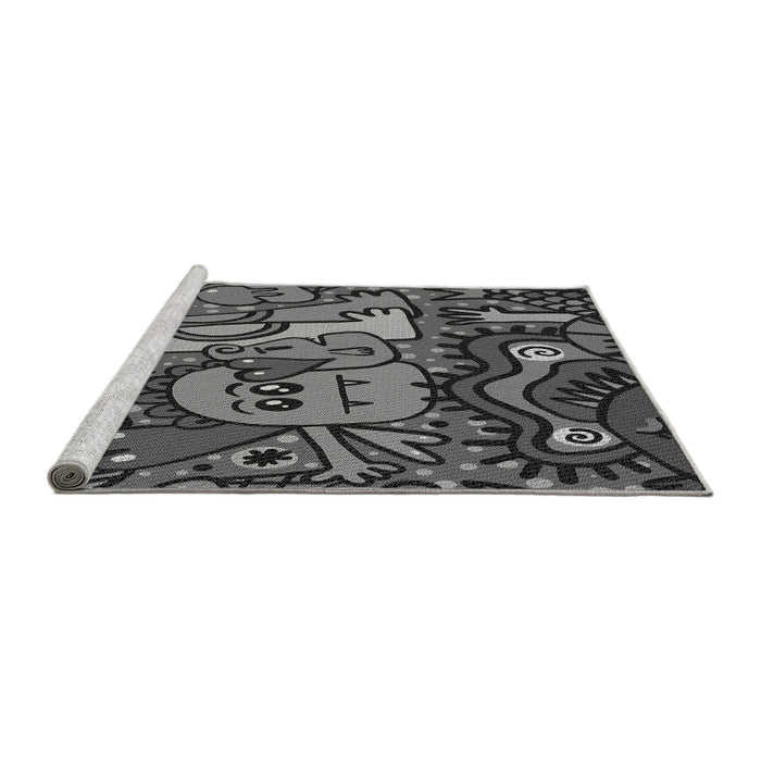 Sideview of Machine Washable Transitional Gunmetal Gray Rug, wshpat670gry