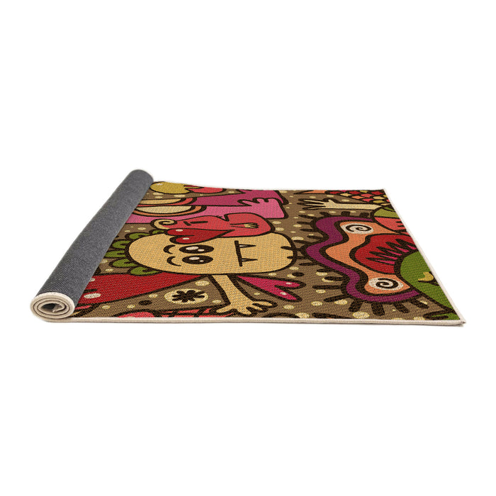 Thickness of Patterned Saffron Red Rug, pat670org