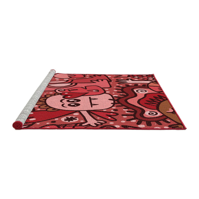 Sideview of Machine Washable Transitional Cranberry Red Rug, wshpat670rd