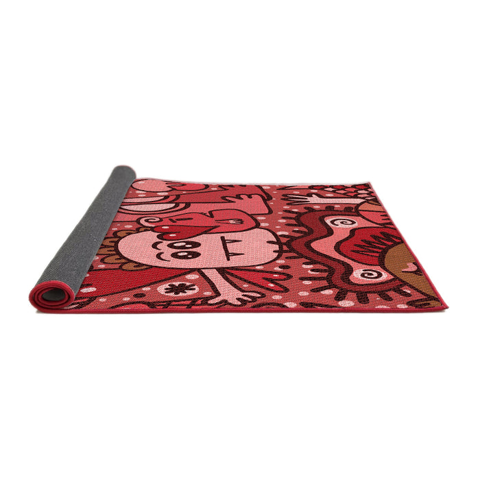 Thickness of Patterned Cranberry Red Rug, pat670rd