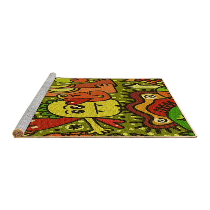 Sideview of Machine Washable Transitional Pistachio Green Rug, wshpat670yw
