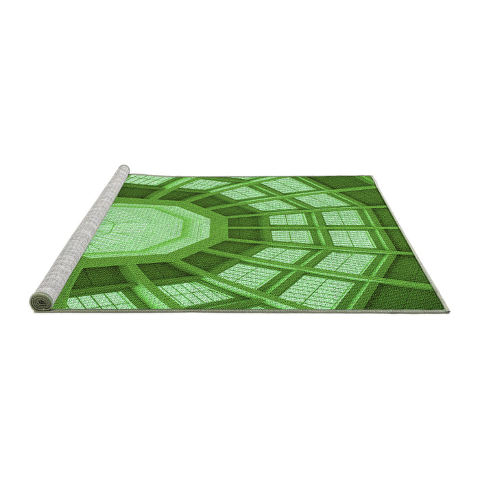 Sideview of Machine Washable Transitional Green Rug, wshpat671grn