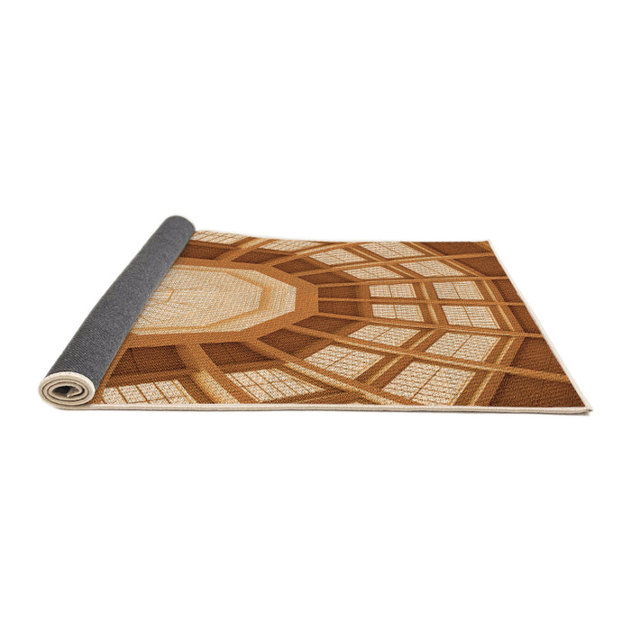 Thickness of Patterned Yellow Orange Rug, pat671org