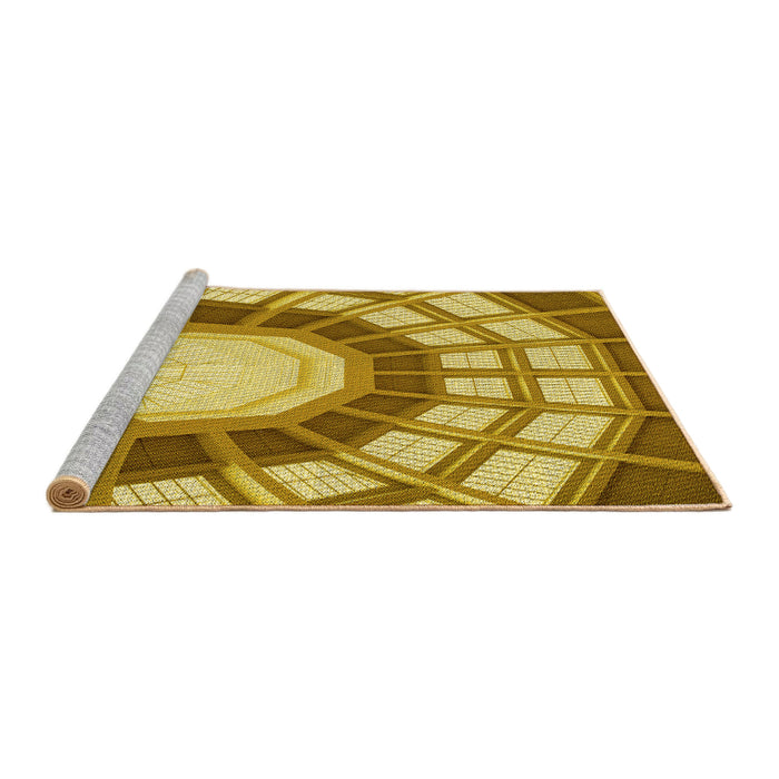 Sideview of Machine Washable Transitional Golden Brown Yellow Rug, wshpat671yw