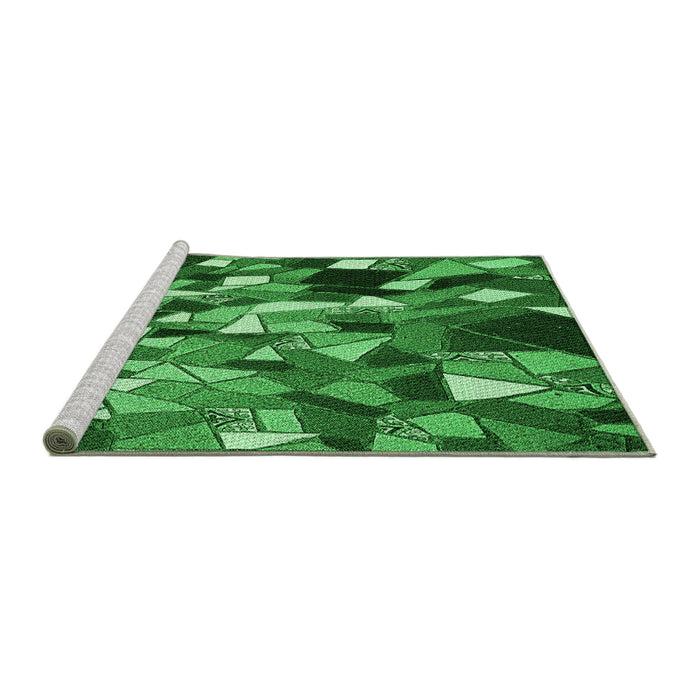 Sideview of Machine Washable Transitional Deep Emerald Green Rug, wshpat674grn