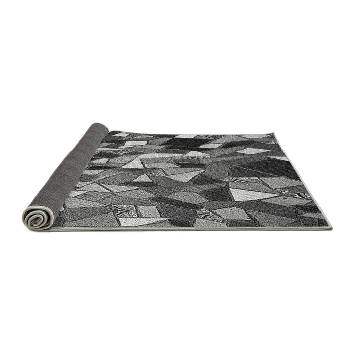 Thickness of Patterned Dark Gray Black Rug, pat674gry