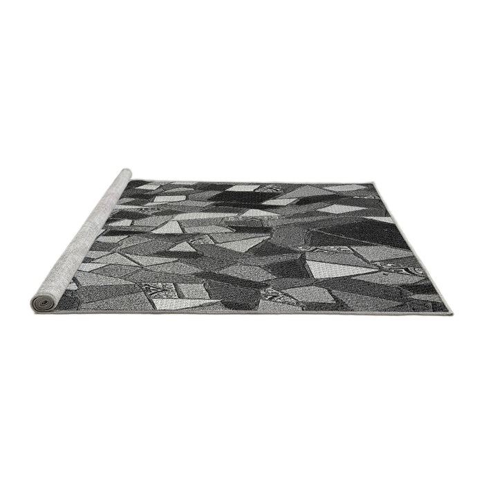 Sideview of Machine Washable Transitional Dark Gray Black Rug, wshpat674gry