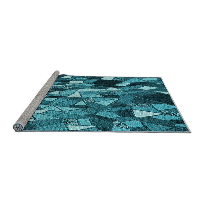 Sideview of Machine Washable Transitional Bright Turquoise Blue Rug, wshpat674lblu