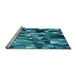 Sideview of Machine Washable Transitional Bright Turquoise Blue Rug, wshpat674lblu