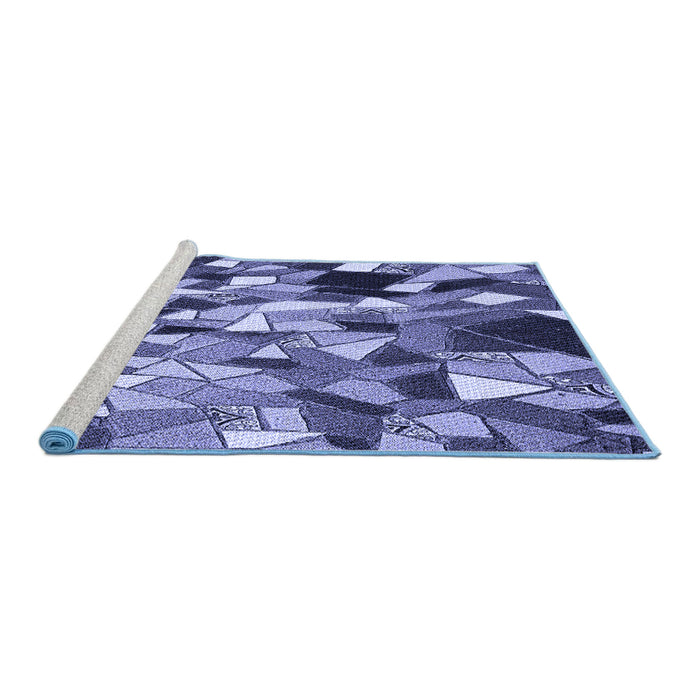 Sideview of Machine Washable Transitional Blue Rug, wshpat675blu