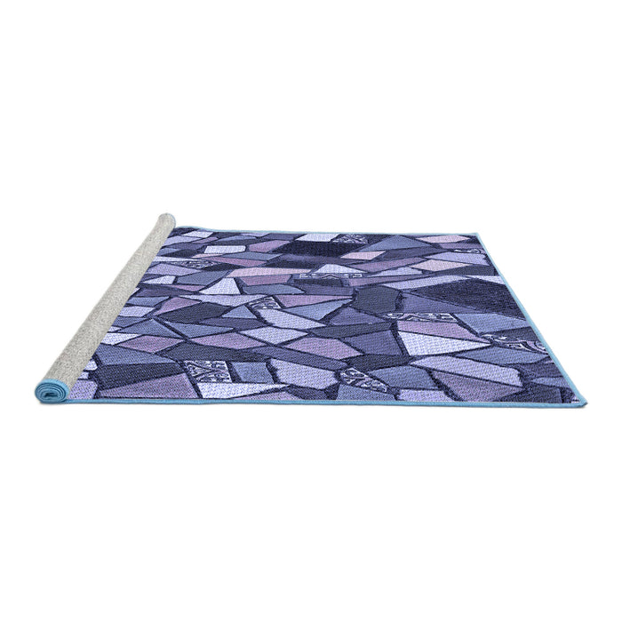Sideview of Machine Washable Transitional Blue Rug, wshpat677blu