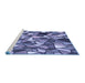 Sideview of Machine Washable Transitional Blue Rug, wshpat677blu