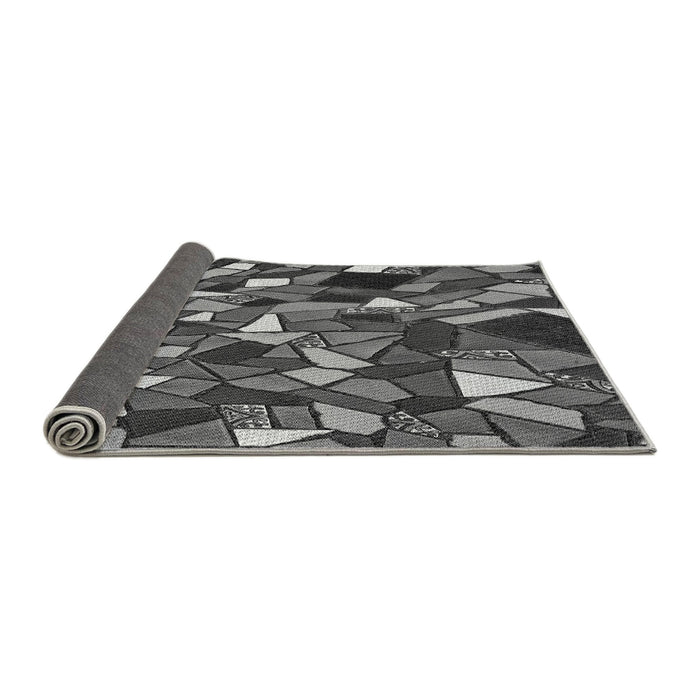 Thickness of Patterned Dark Gray Black Rug, pat677gry