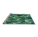 Sideview of Machine Washable Transitional Emerald Green Rug, wshpat677lblu