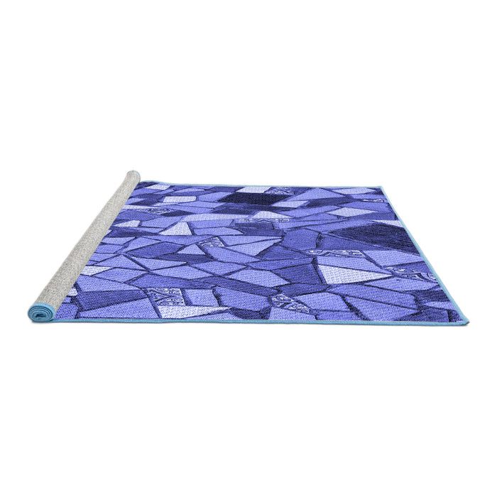 Sideview of Machine Washable Transitional Sky Blue Rug, wshpat678blu
