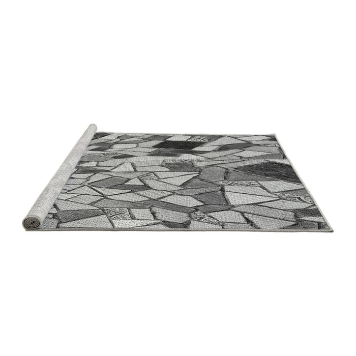 Sideview of Machine Washable Transitional Carbon Gray Rug, wshpat678gry