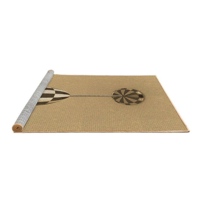 Sideview of Machine Washable Transitional Yellow Orange Rug, wshpat679brn