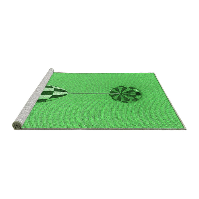 Sideview of Machine Washable Transitional Neon Green Rug, wshpat679grn