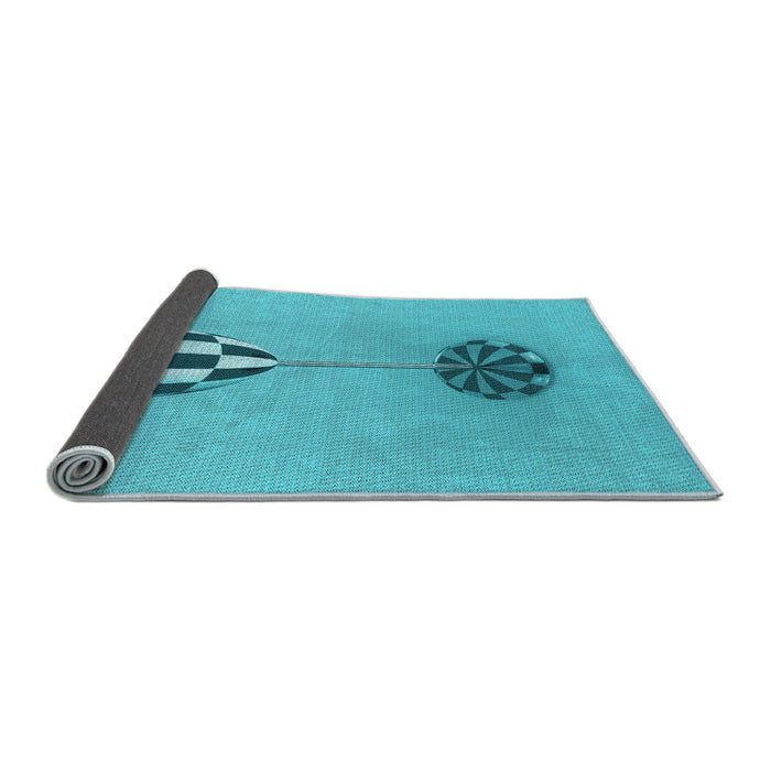 Thickness of Patterned Dark Turquoise Green Rug, pat679lblu
