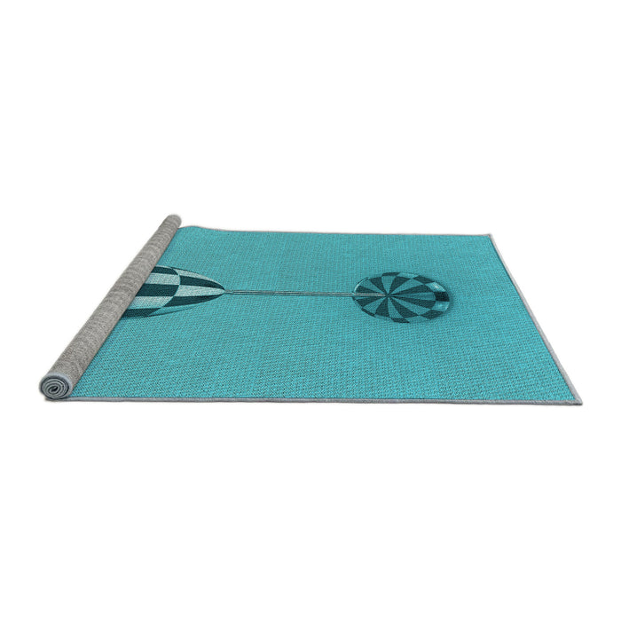 Sideview of Machine Washable Transitional Dark Turquoise Green Rug, wshpat679lblu