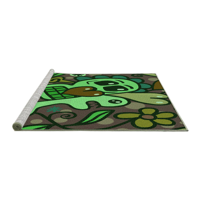 Machine Washable Transitional Dark Forest Green Rug in a Bedroom, wshpat68grn