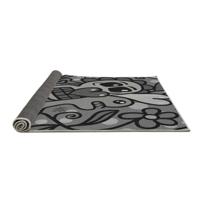 Thickness of Patterned Gunmetal Gray Rug, pat68gry