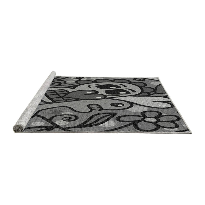 Sideview of Machine Washable Transitional Gunmetal Gray Rug, wshpat68gry