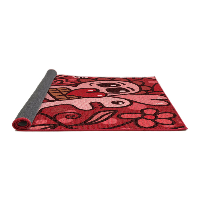 Patterned Tomato Red Rug, pat68rd