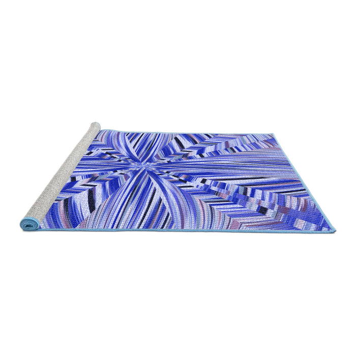 Sideview of Machine Washable Transitional Jeans Blue Rug, wshpat680blu