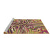 Sideview of Machine Washable Transitional Metallic Gold Rug, wshpat680brn