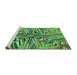 Sideview of Machine Washable Transitional Green Rug, wshpat680grn