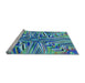 Sideview of Machine Washable Transitional Turquoise Green Rug, wshpat680lblu