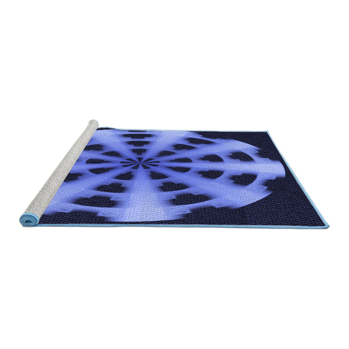 Sideview of Machine Washable Transitional Sky Blue Rug, wshpat683blu