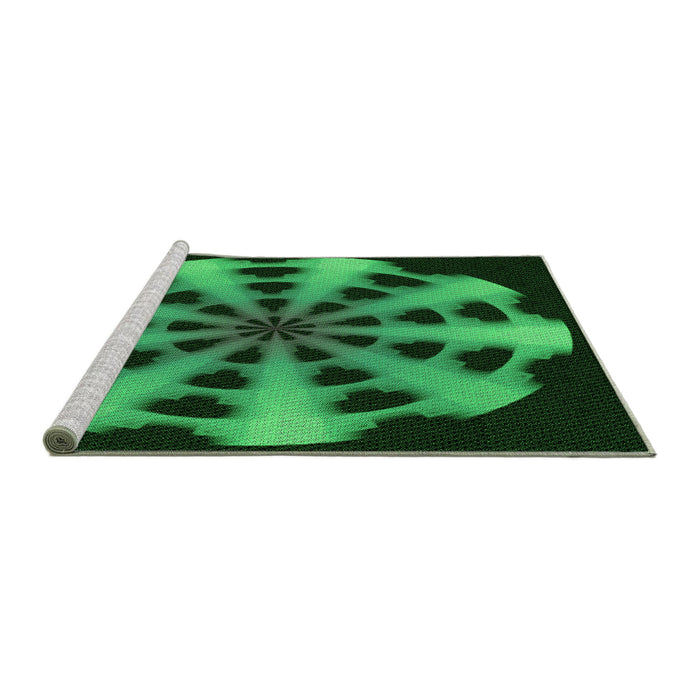 Sideview of Machine Washable Transitional Dark Forest Green Rug, wshpat683grn