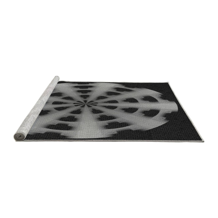 Sideview of Machine Washable Transitional Midnight Gray Rug, wshpat683gry