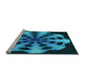 Sideview of Machine Washable Transitional Deep Teal Green Rug, wshpat683lblu