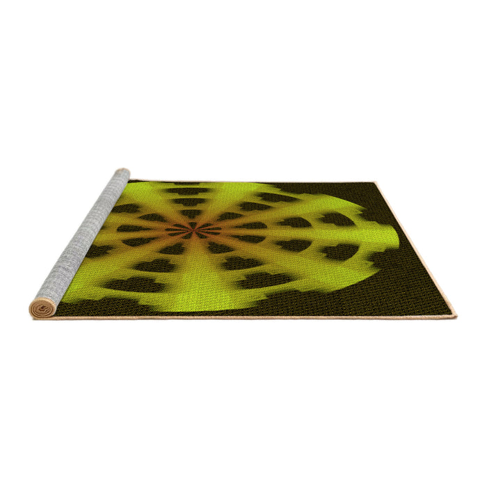 Sideview of Machine Washable Transitional Black Brown Rug, wshpat683yw