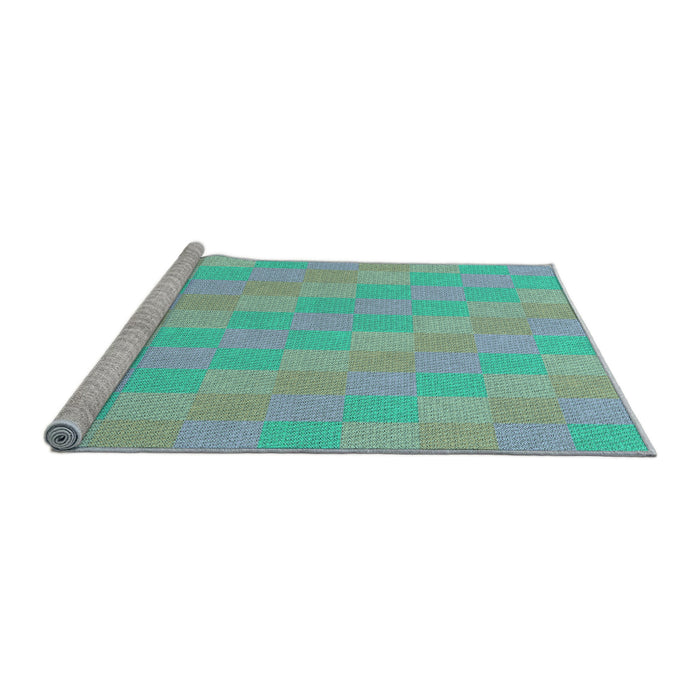 Sideview of Machine Washable Transitional Turquoise Green Rug, wshpat685lblu